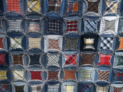 Cathedral Window Upcycled Jeans Denim Quilt Faux Chenille Etsy In