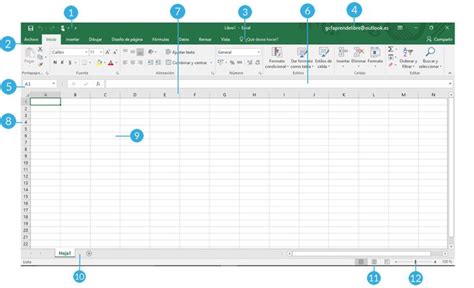 Imagen Numerada De Las Partes De La Interfaz De Microsoft Excel