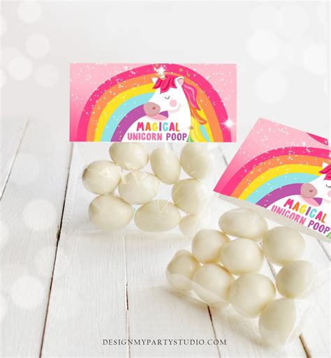 Printable Treat Bag Toppers Unicorn Birthday Party Unicorn Poop