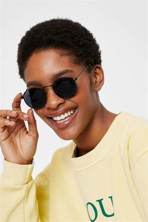 Round Tinted Aviator Sunglasses Nasty Gal