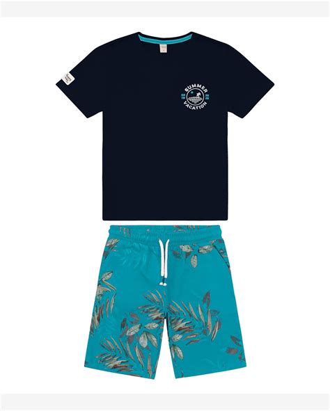 Riachuelo Conjunto Infantil Camiseta Bermuda Trick Nick Azul