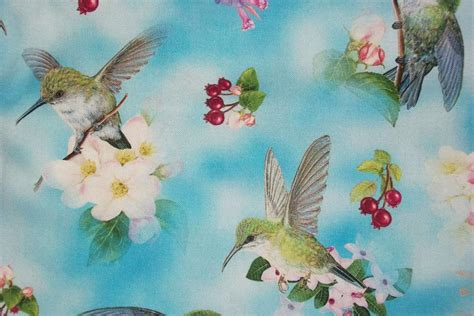 Hummingbird Fabric Bird Fabric By The Yard Winter Fabric Etsy