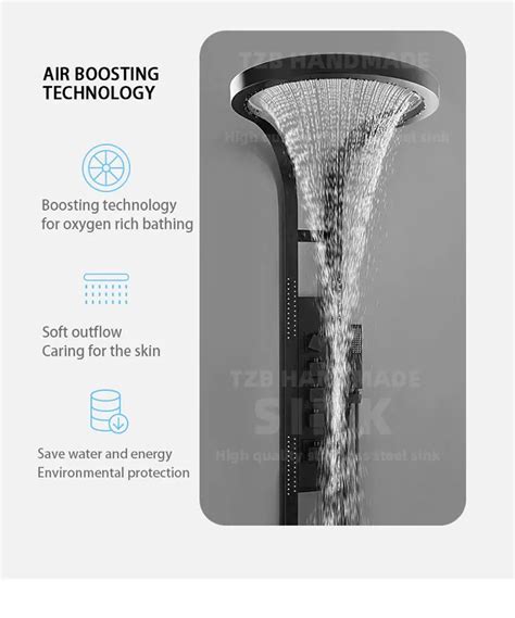 Black Multifunction Rainfalll Piano Key Hot And Cold Sprinkler Massage Shower Head Sets System