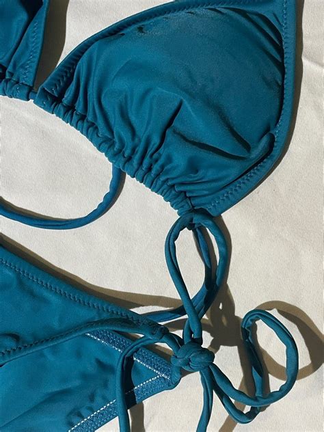 Self Tie Triangle Bikini Padded Women S Fashion Swimwear Bikinis Swimsuits On Carousell