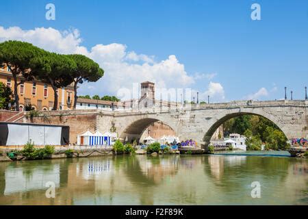 The Pons Cestius A Roman Stone Bridge To Tiber Island In The River