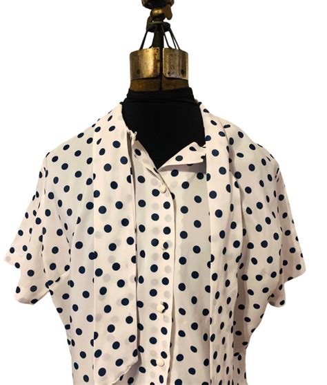 Vintage Semi Sheer Pussy Bow Polka Dot Blouse 1950s Gem