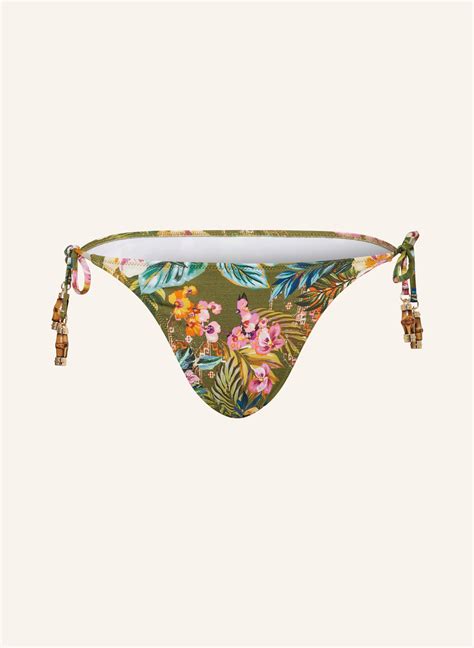 Watercult Triangel Bikini Hose Sunset Florals In Oliv Orange