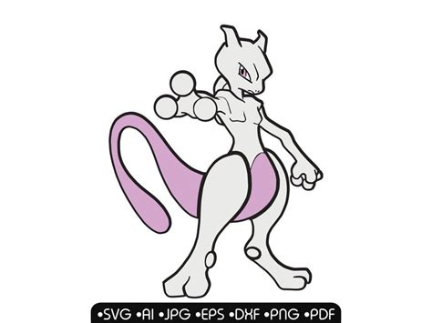 Mewtwo Pokemon Vector Svgaiepsdxfpngpdf Cricut Etsy