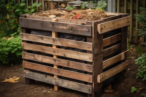 Compost Bin Made From Repurposed Wooden Pallets Stock Illustration