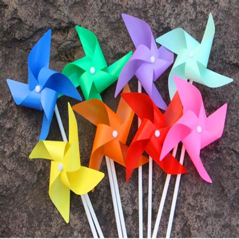 2022 Plastic Windmill Pinwheel Self Assembly Colorful Windmill