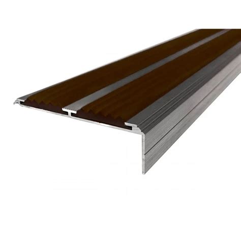 Алюминиевый угловой порог с коричневой резиновой вставкой 24мм-70мм ...