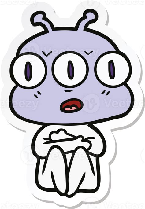 Sticker Of A Cartoon Three Eyed Alien 44959042 Png