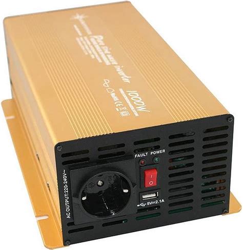 12V Naar 230V Zuivere Sinus Spanningsomvormer 1000W Goud Bol