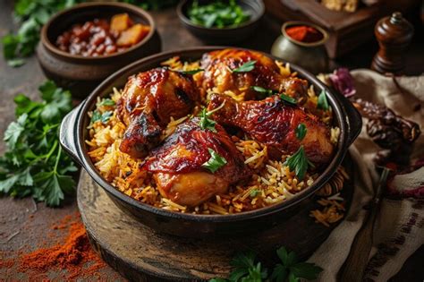 Premium Photo The National Saudi Arabian Dish Chicken Kabsa With