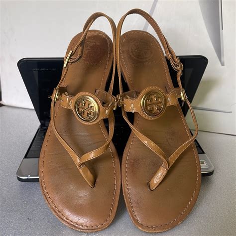 Tory Burch Womens Nude Patent Leather Slingback Thon Gem