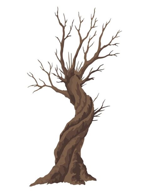 Premium Vector Old Dead Tree Rough Spooky Bark Dry Naked Branch Silhouette Vector Scary Forest