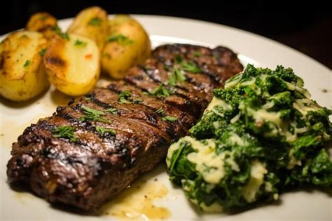 Premium Photo Delicious Grilled Sirloin Flap Steak And Baked Potato