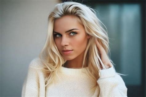Premium Photo A Woman With Blonde Hair And A White Sweater