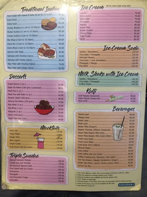 Menu At Harish Bakery And Sweets Gurugram 2111