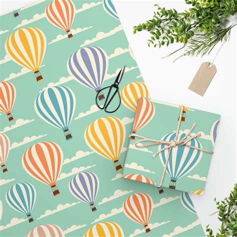 Hot Air Balloon Wrapping Paper Retro Hot Air Balloon Gift Etsy