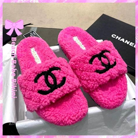 Chanel Teddy Slippers - Pink ©Beach Babe Bikini