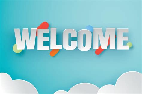 Letras De Signo De Bienvenida Con Fondo De Cielo Azul Tarjeta De
