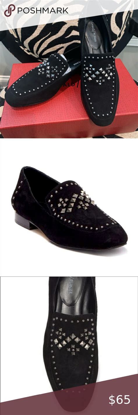 Donald Pliner Lukas Studded Loafers New Black Suede Size Studded