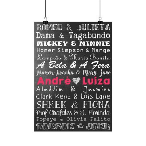 Poster Chalkboard Casais Desenhos A4 Elo7 Produtos Especiais