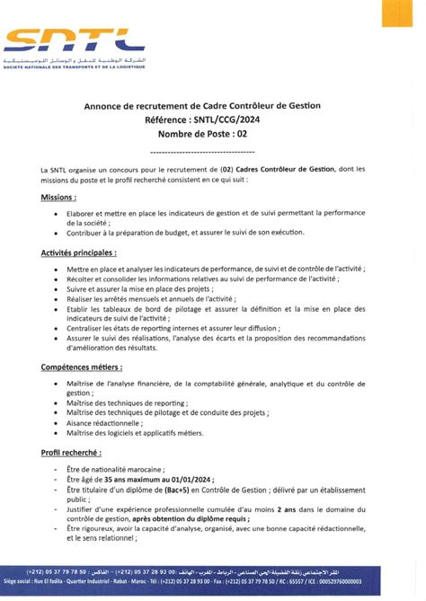 Concours De Recrutement Sntl Postes Dreamjob Ma