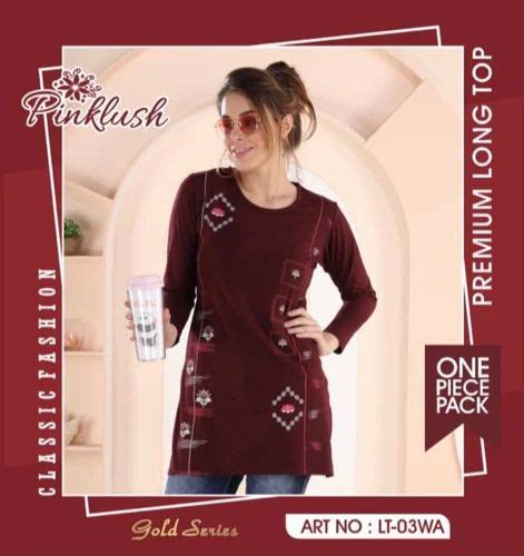 colour fabric cotton girls full sleeve long top daily wear  rs