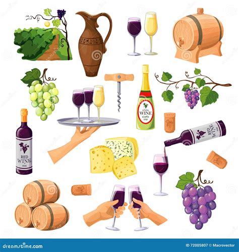 Color Wine Icons Set On White Background Stock Vector Illustration Of