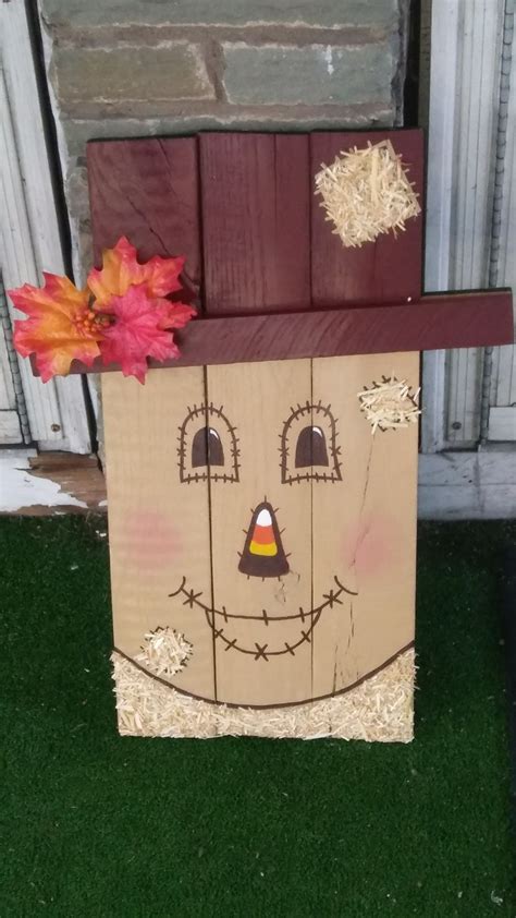 Hand Crafted DIY Reversible Wooden Fall Winter Scarecrow Snowman