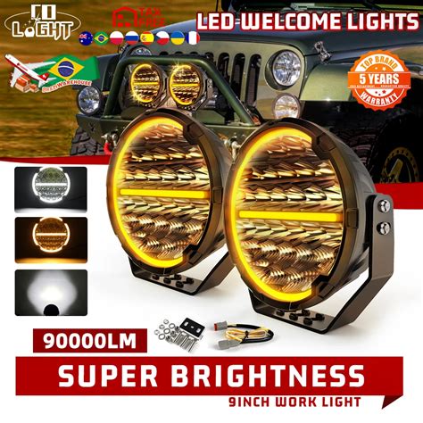 Co Light 9inch Round Led Offroad Lights With Drl 90000lm Led Driving Lights White Amber Spot