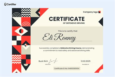 15 Printable Defensive Driving Certificate Templates