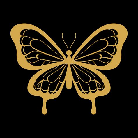 Golden Butterfly In Vector With Black Background Vector Art At