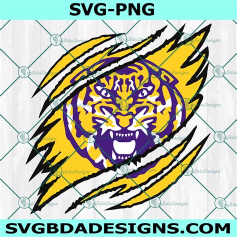 LSU Tigers Ripped Claw SVG NCAA Mascot University College Svg