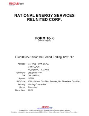 Fillable Online National Energy Services Reunited Corp Form K