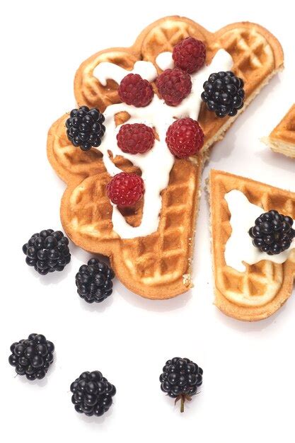 Premium Photo Belgium Waffles With Fresh Berries