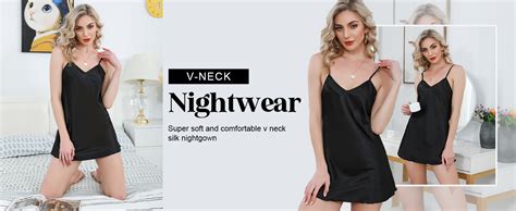 Litherday Sexy Lingerie For Women Satin Short Nightgowns Silk Slip Lingerie Dress Sleep Gown At