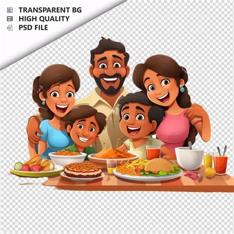 Comida De Familia Latina En D Estilo De Dibujos Animados Fondo Blanco Iso Archivo Psd Premium