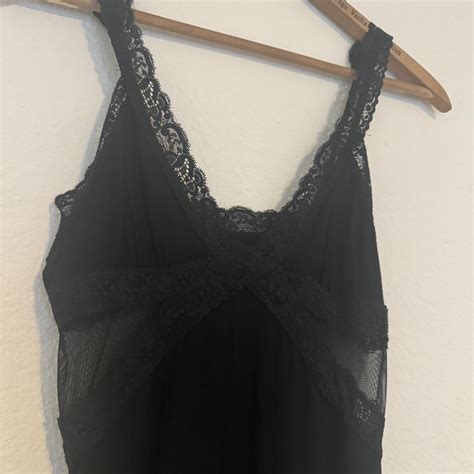 Black Lacy Slip Dress Lingerie Size Small Depop