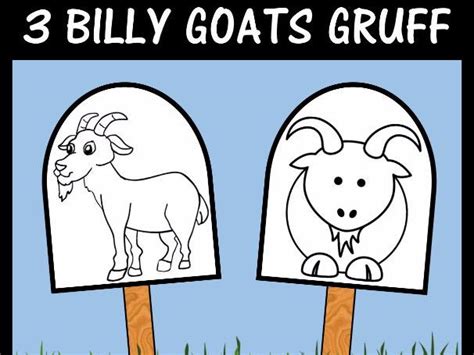 The 3 Billy Goats Gruff Stick Puppet Templates Teaching Resources
