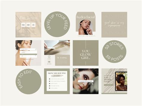 Esthetician Instagram Post Story Templates For Canva Etsy