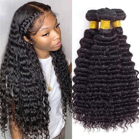 Amazon.com : Deep Wave Human Hair Bundles 14 16 18 Inch Curly Bundles