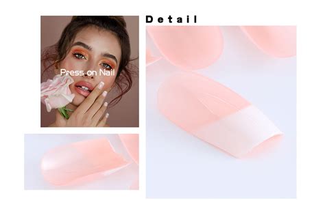 Handcess French Tip False Nails Nude Pink Press On Nails Short Stick On Nail For Women Pcs