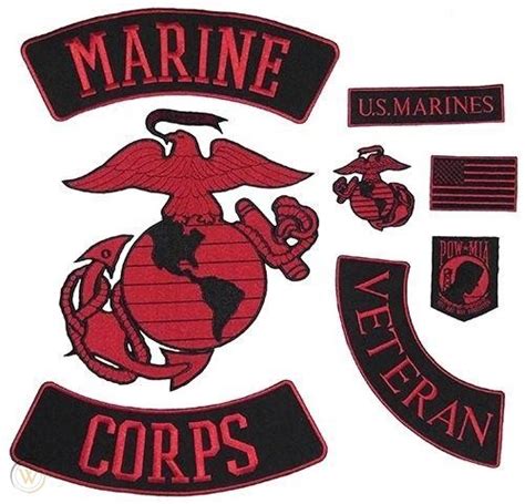 Usmc Marine Corps Back Patch 8 Piece Biker Set Eagle Globe Anchor W