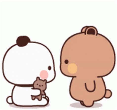 Panda Bear Brown Bear Sticker Panda Bear Brown Bear Couple Kiss