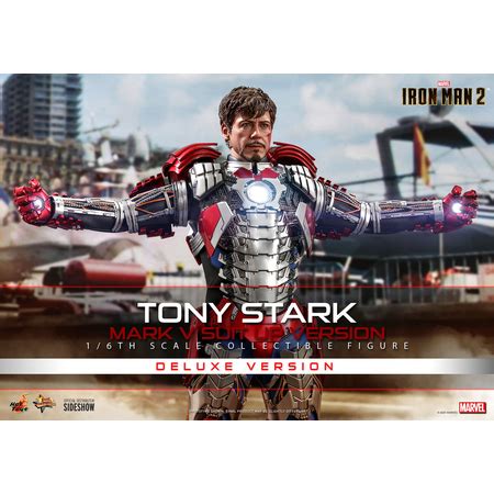 Marvel Tony Stark Mark V Suit Up Version DELUXE 1 6 Scale Figure Hot Toys 908411 MMS600