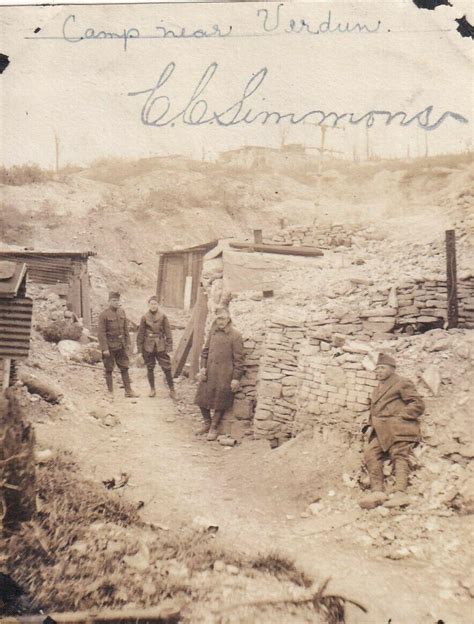 Original Wwi Photo Americans Dug In Trench Camp Battlefield Verdun