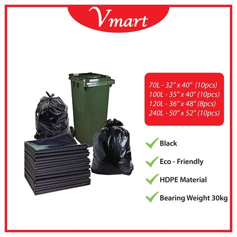 Xxl Large Black Garbage Bag Xl 100l 120l 240l Big Dustbin Plastic Bag